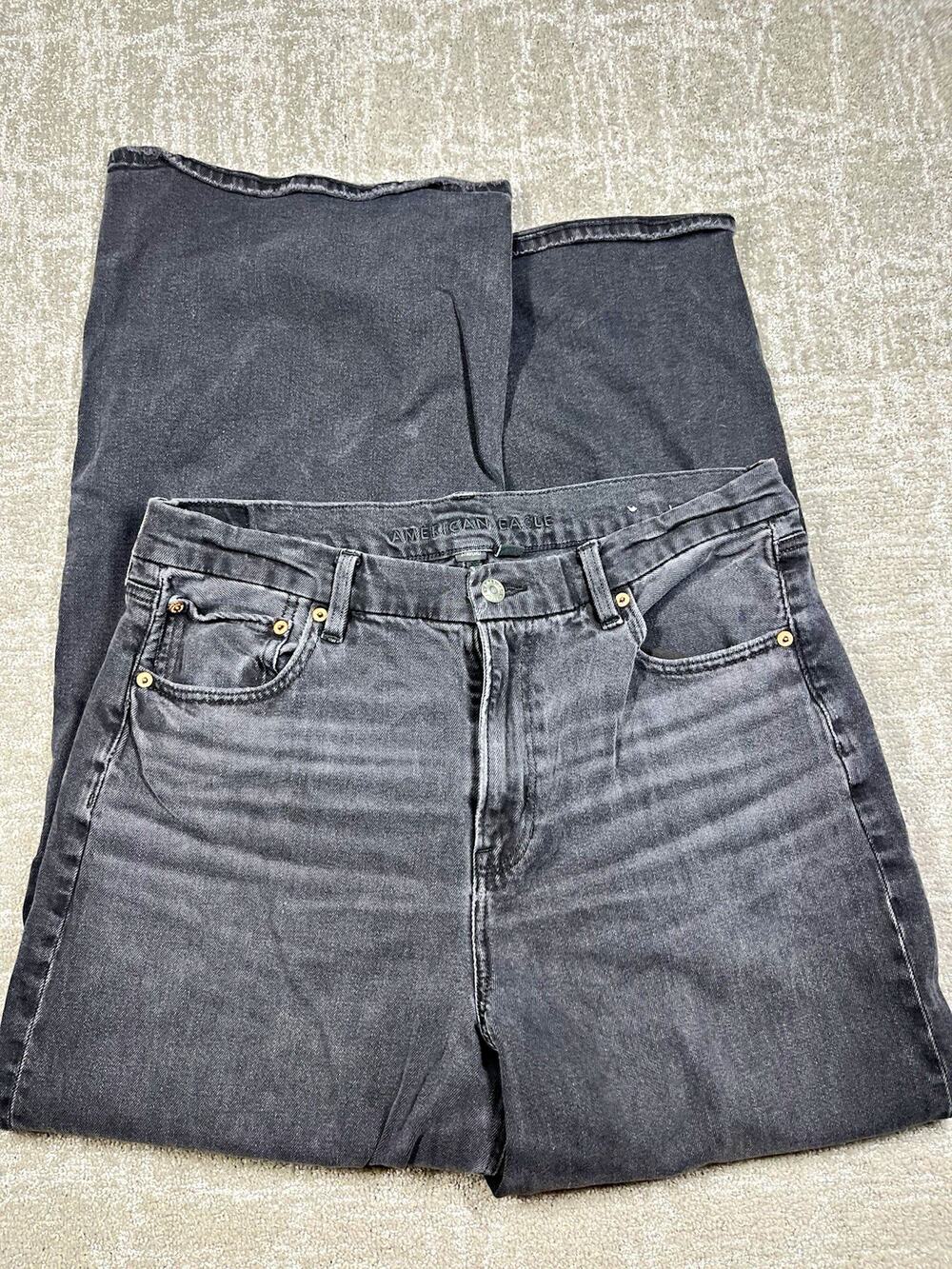 American Eagle Curvy Super High Rise Baggy Straight Boho Women Size 16